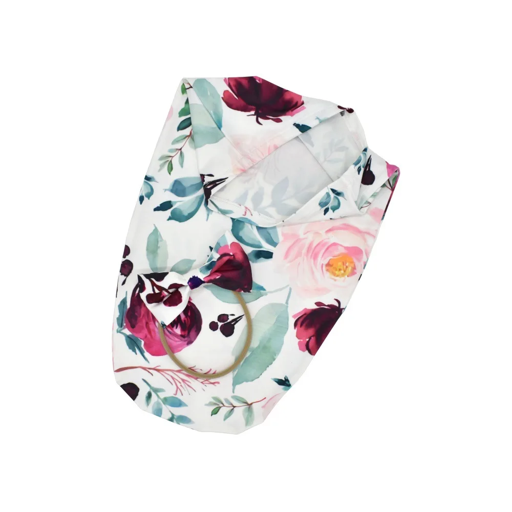 Пеленка для новорожденных с рисунком; пеленка для сна для новорожденных мальчиков и девочек; муслиновая накидка+ повязка на голову; 2 шт