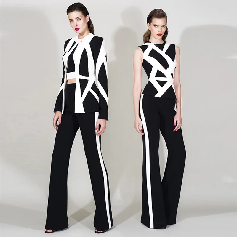 INDRESSME Модные женские бандажные комплекты из 2 предметов пикантные полосатые без