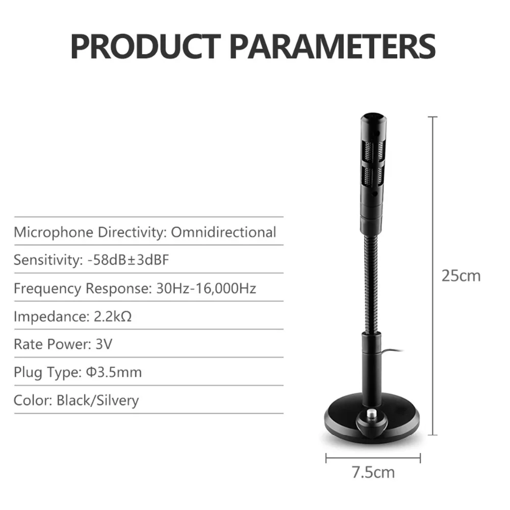 SOONHUA мини настольный USB микрофон для компьютера, ПК, ноутбука, ноутбука с гибкой подставкой, Студийный конденсаторный микрофон для записи речи