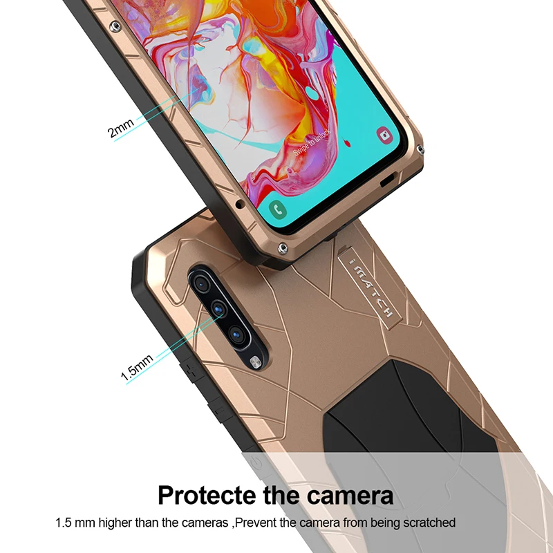 Для samsung Galaxy A70 чехол для телефона жесткий алюминиевый металлический Закаленное стекло Защитная крышка для экрана сверхпрочный защитный силиконовый чехол