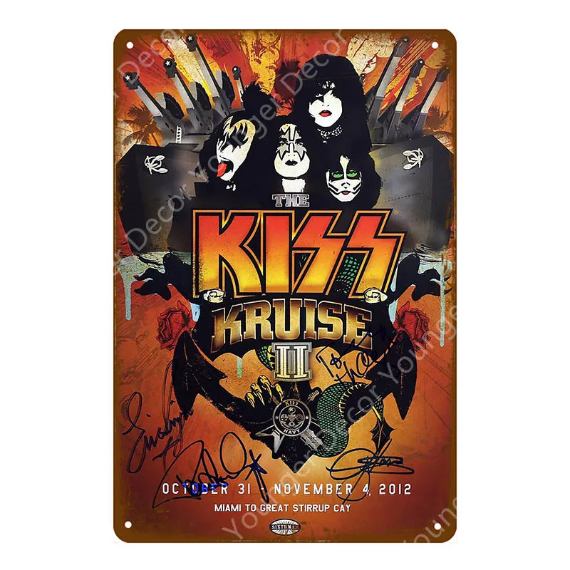 YD6491F Музыка рок винтажные металлические знаки плакат Kiss Band табличка настенные стикеры украшение дома Классическая Роспись Тарелка бар клуб Декор - Цвет: YD6491F