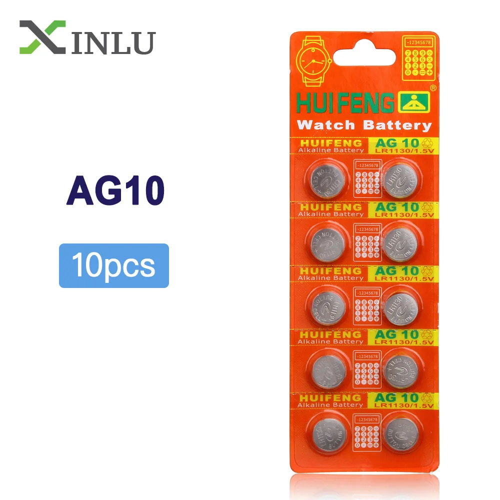 10 шт./лот = 1 упаковка AG10 LR1130 389 LR54 SR54 SR1130W 189 L1130 кнопочный Аккумулятор для часов