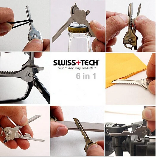 Для повседневного использования 6 в 1 переносной складной Ножи карманная цепочка