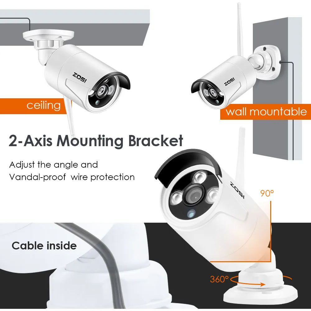 ZOSI Plug& Play Беспроводной 4CH CCTV Камера Системы P2P Беспроводной NVR и IP Камера 960 P открытый пуля Wi-Fi наблюдения Системы