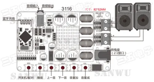 2X50 Вт TPA3116 Bluetooth 4 0 приемник аудио стерео усилитель мощности плата 2 для динамиков |