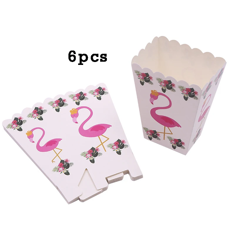 6pcs Popcorn Boxes Гавайские вечерние Фламинго конфетти оформление латексными воздушными шариками баннер Pull Flag ананас Лето день рождения - Цвет: 6pcs Popcorn Boxes