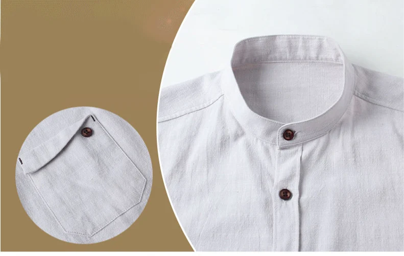 MIACAWOR Cotton Linen Men Shirt New 2018 Stand Collar Casual Male Slim Fit Mens Shirts Long-Sleeve Camisa Hombre 5XL MC250 | Мужская