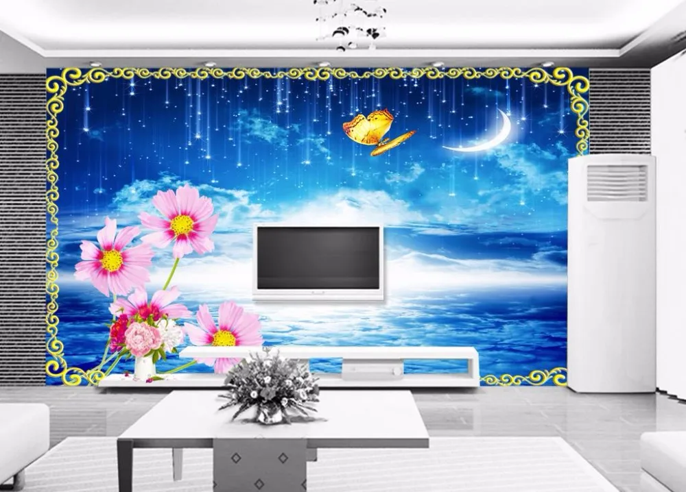 

Custom 3D wallpaper for walls 3 d murals wallpaper Night lake view tv background wall paper 3d livingroom wallpaper decoration