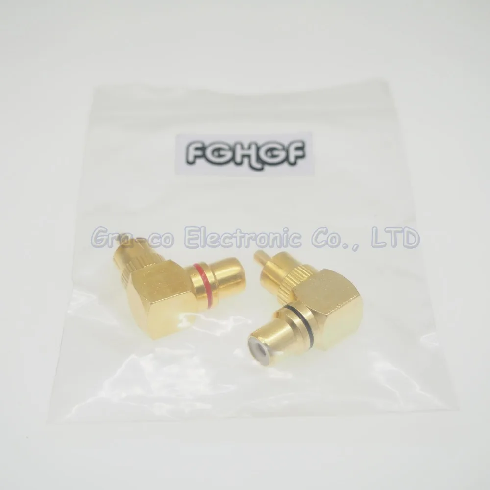 5 шт. чистая медь 90 градусов RCA штекер на гнездо позолоченный L форма разъем аудио