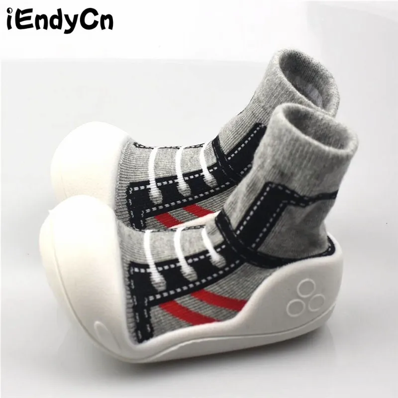 Детские носки с резиновой подошвой тапочки для новорожденных Нескользящие