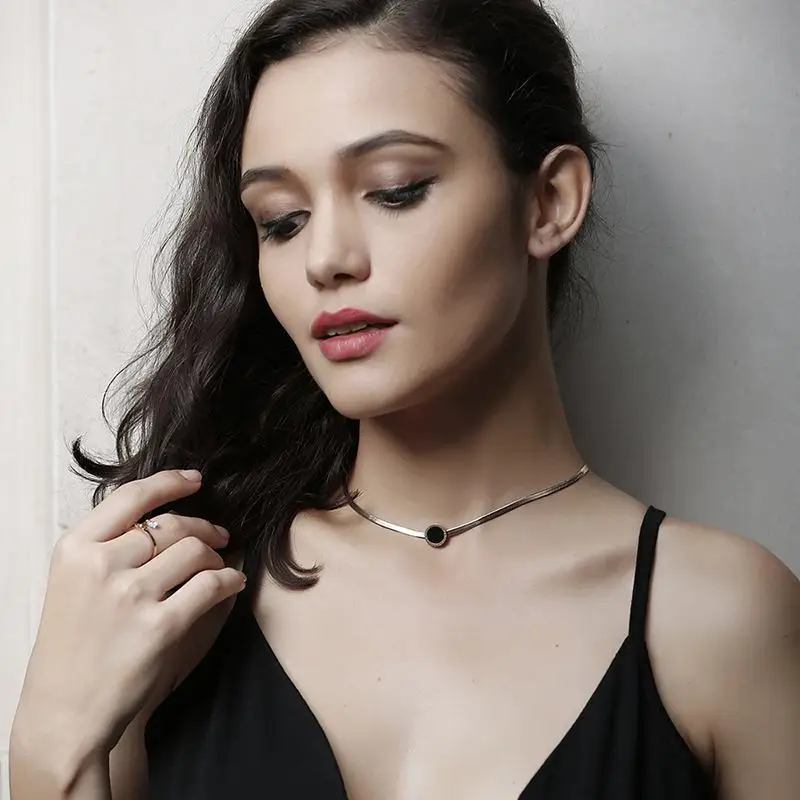 Vnox розовое золото Цвет колье Цепочки и ожерелья для Для женщин jewelry Нержавеющая