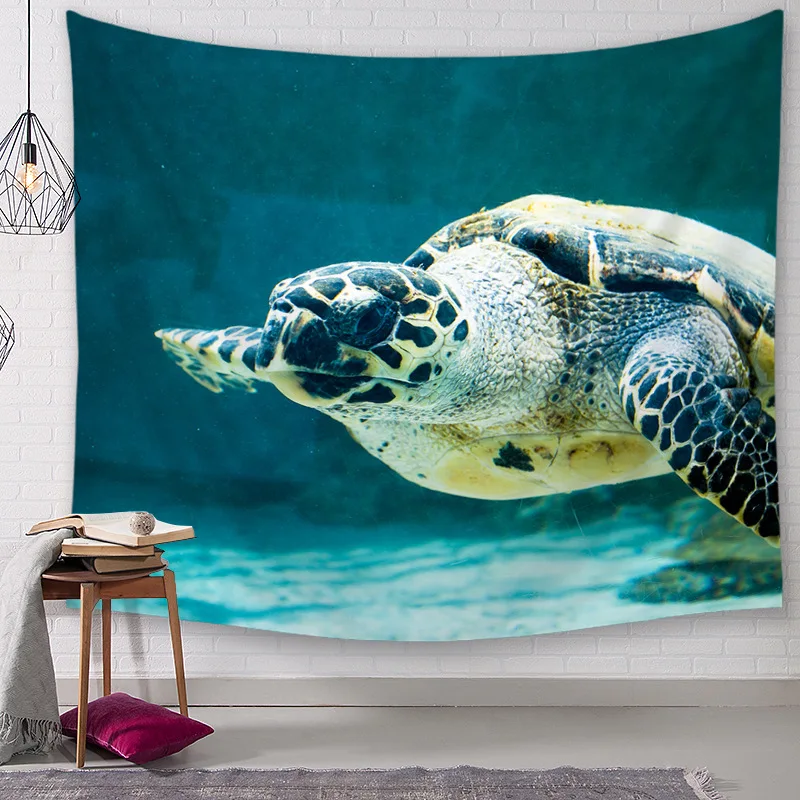 Morigins New Fashion Marine Style Tapestry Sea Turtle Wall Hanging Animal Pattern Home Decoration Textile Blankets Z2 | Дом и сад