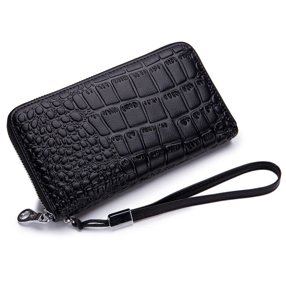 Модные длинные кошельки на молнии с узором из камня южная гусь мужские кожаные RFID