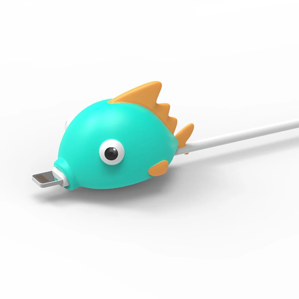 Прекрасный мультфильм рыбий кабель защитный чехол для телефона usb зарядный кабель крышка данных сетевой шнур защитный чехол намотка кабеля Органайзер