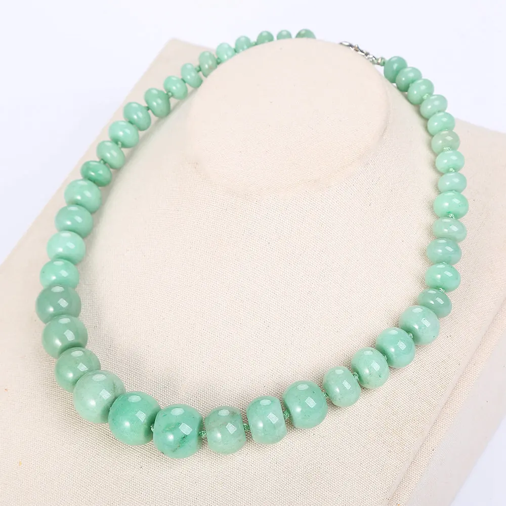 Женское длинное жемчужное ожерелье с натуральным авантюриновым нефритом