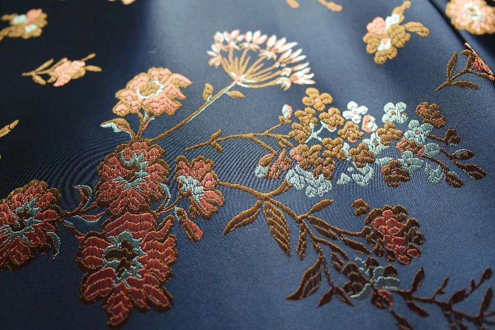 Китайская традиционная шелковая парчовая ткань cheongsam Подушка 90 см полувискоза темно-синяя спина с маленьким цветком сливы узор
