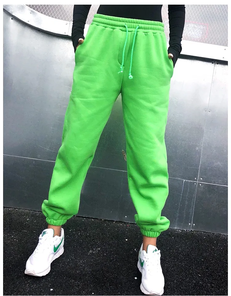 2020 Solid Straight Pantalon Mujer Sweatpants Vadim Spring New Women's Casual Pants Street Cotton Thick Bright Trousers Women