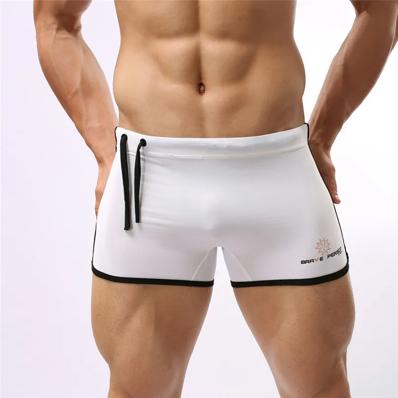 Мужские сексуальные трусы Briefs, одежда для плавания, шорты для бега, Пляжное нижнее белье, трусы для плавания, Спортивная быстросохнущая одежда для плавания, Новинка#2J19 - Цвет: Белый