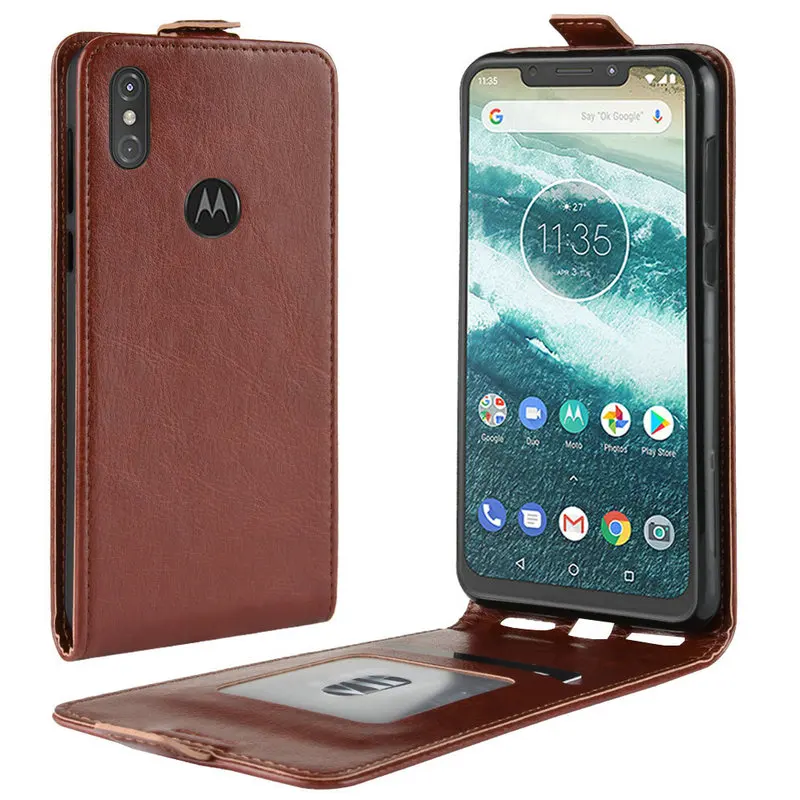 Роскошный Ретро Кожаный чехол для Motorola One Power Android кошелек Флип Кожаные чехлы coque
