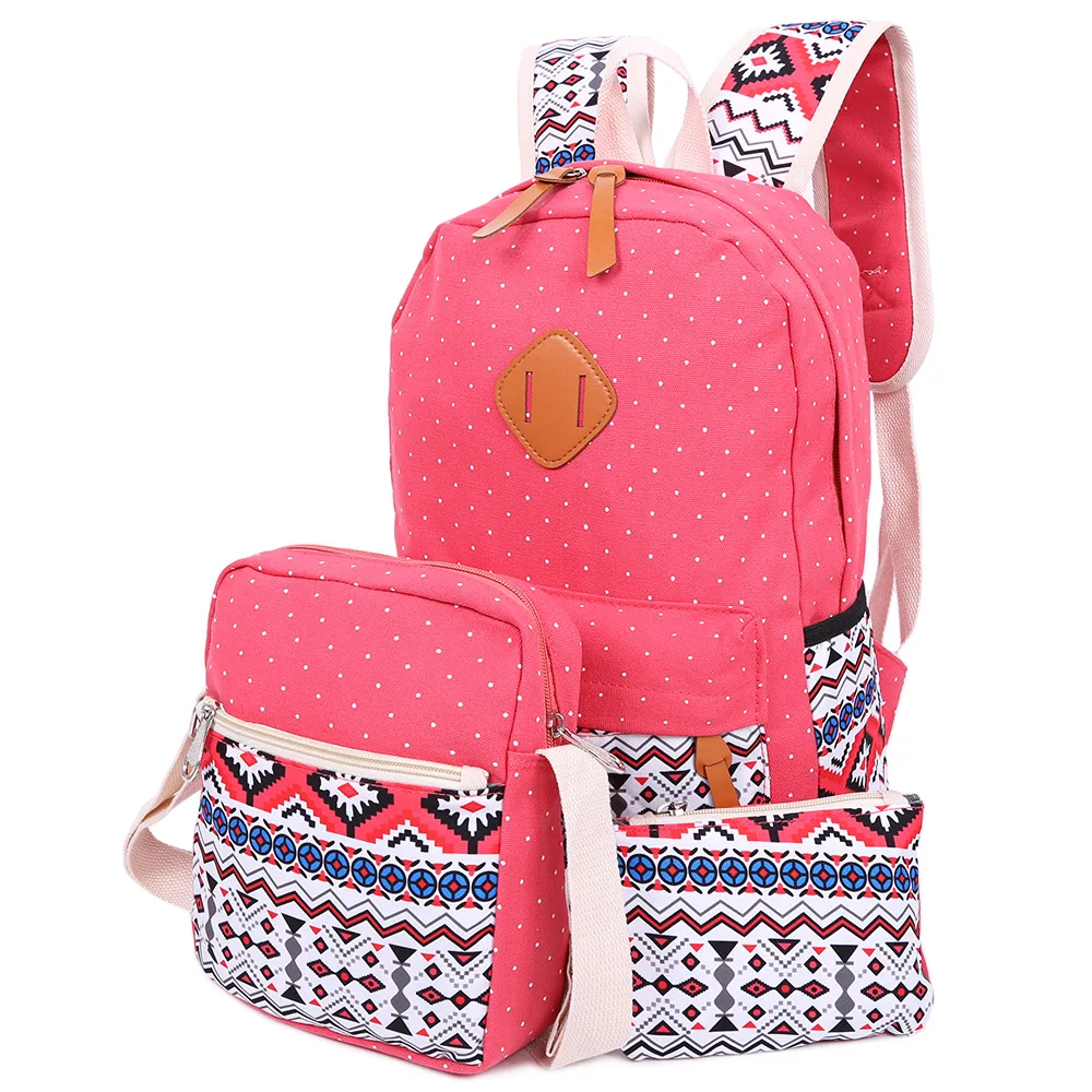 3 шт./компл. холст Повседневное печати композитный сумки лето Для женщин Рюкзаки