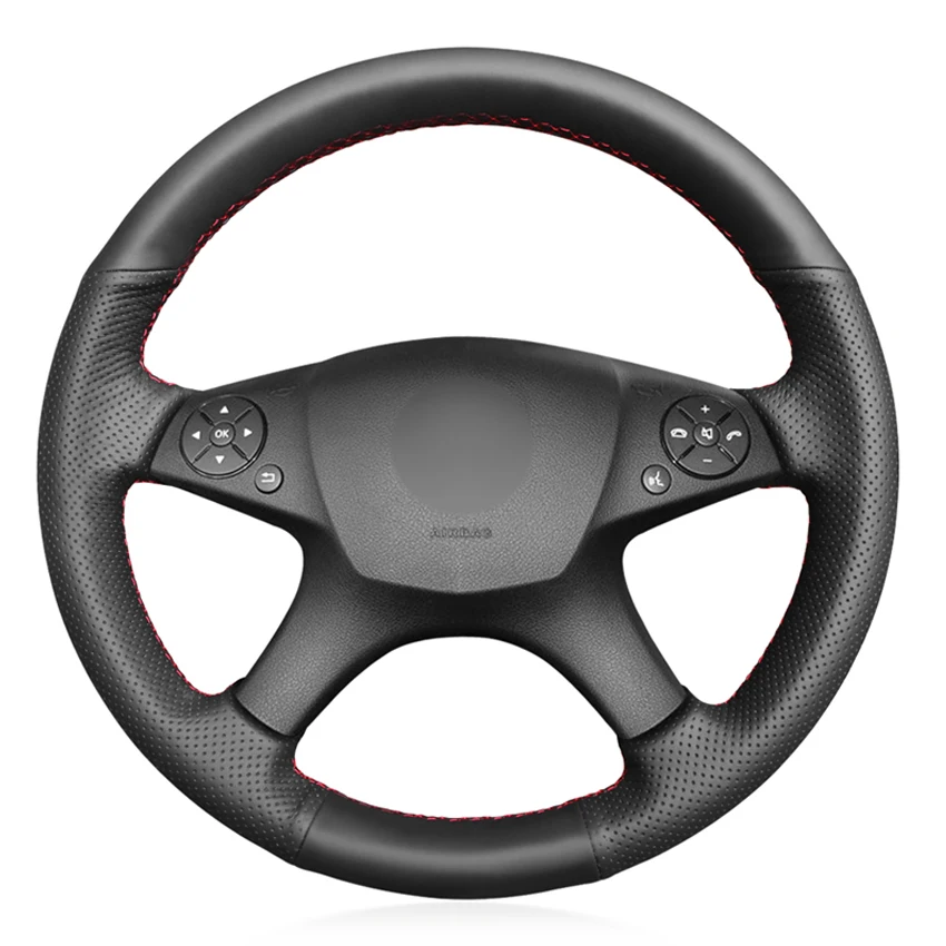 Черный PU Искусственная Кожа DIY автомобиля Руль Обложка для Mercedes Benz W204 C-Class 2007-2010 C280 C230 C180 C260 C200 C300