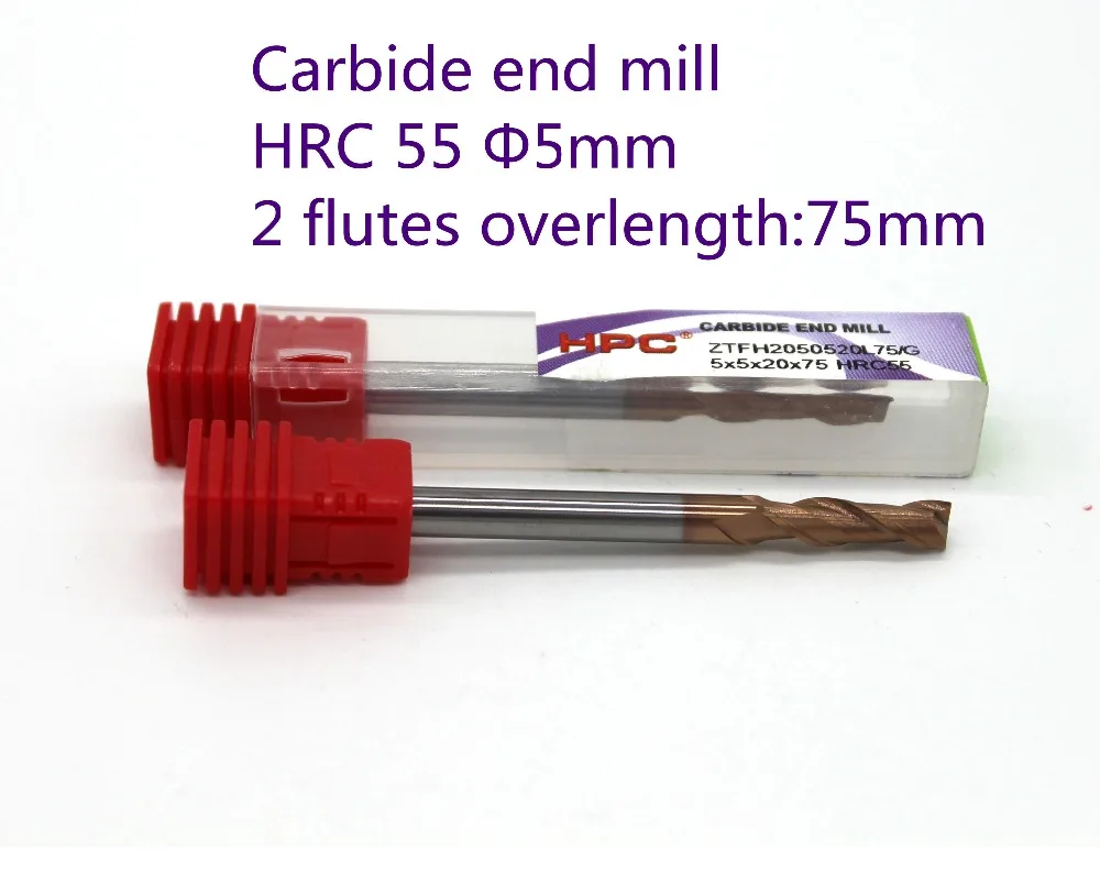 

router bit 5*5*75 with 2 flutes flat end mill HRC55 carbide end mill CNC milling machine tool parts mills cutter