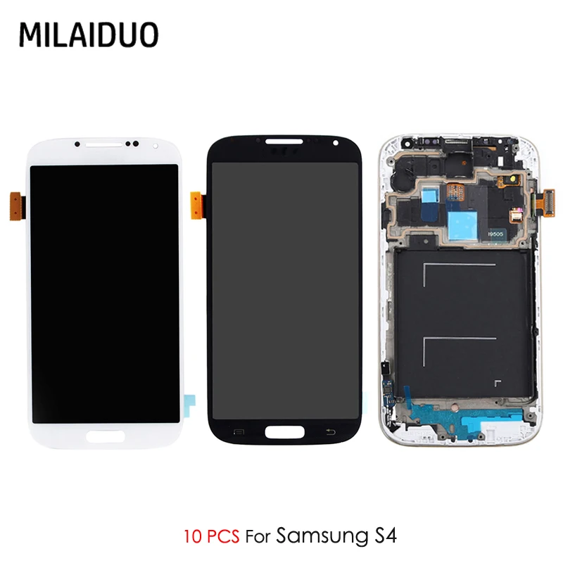 10 шт. ЖК-дисплей для samsung Galaxy S4 GT-I9505 I9500 I9505 i337 сенсорный экран дигитайзер регулировка яркости в сборе с рамкой