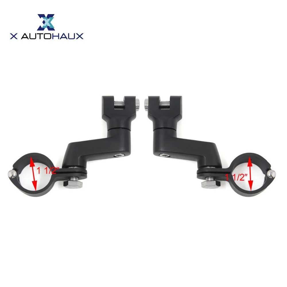

X AUTOHAUX 1.5" Black Longhorn Quick Clamp Highway Footpegs Mounts For Harley Adjustable