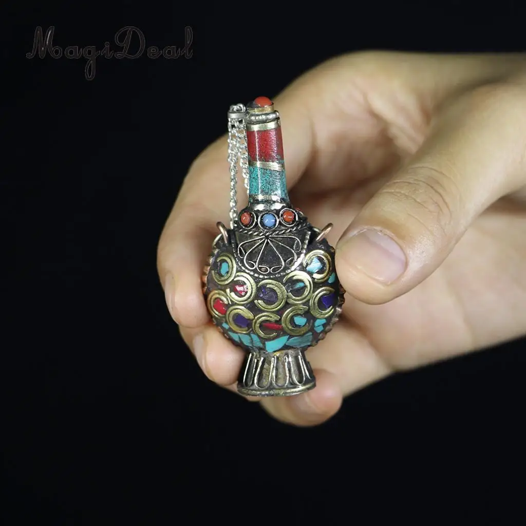MagiDeal старинные тибетские Маленькие Бутылочки для табаков Непальские кулоны ручной работы бирюзовые украшения для домашнего декора
