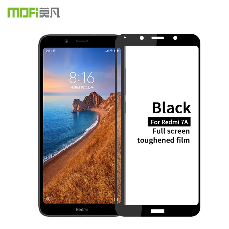 Redmi 7A 100% MOFi 9H полное покрытие Закаленное стекло Защитная пленка для экрана Xiaomi