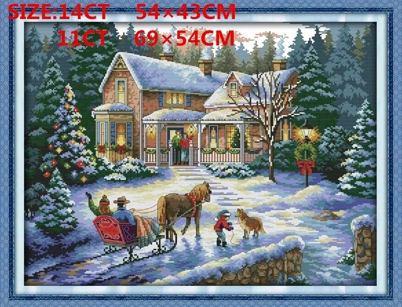Snowscape пейзаж DIY Набор для вышивания крестиком 11CT 14CT DMC Chinses Счетный Набор для вышивания крестиком для вышивания ручной работы