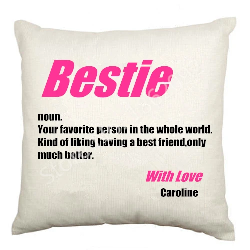 

Personalised Best Friend Bestie Gift Cushion Cover Velvet Custom Name Throw Pillow Case Christmas Car Seat Cushion Decor 18"x18"