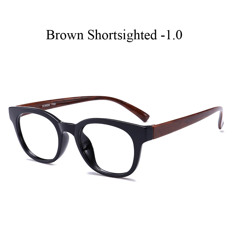 brown myopia 1.0 Zilead ультралегкое TR90 круглое готовое стекло для близорукости для женщин и мужчин близорукое с диоптрией-1.0to-4,0 - Цвет оправы: brown myopia 1.0