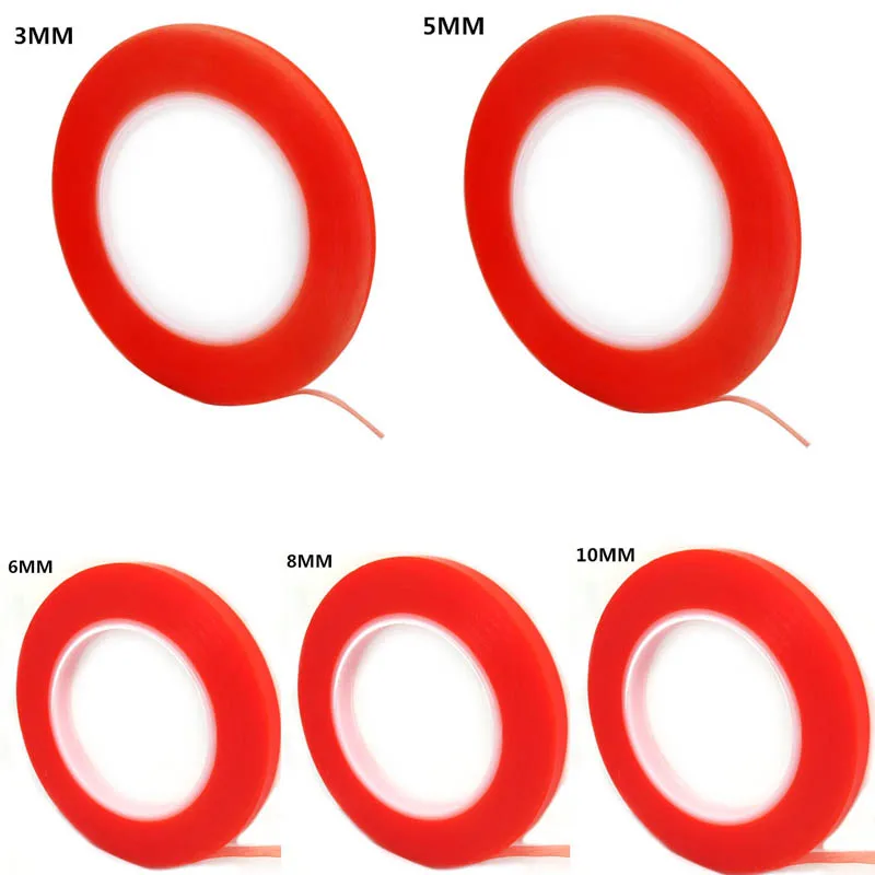 

3mm/5mm/6mm/8mm/10mm Wide Red Double Sided Adhesive Sticky Glue Tape for Mobile Phone LCD Touch Screen Display