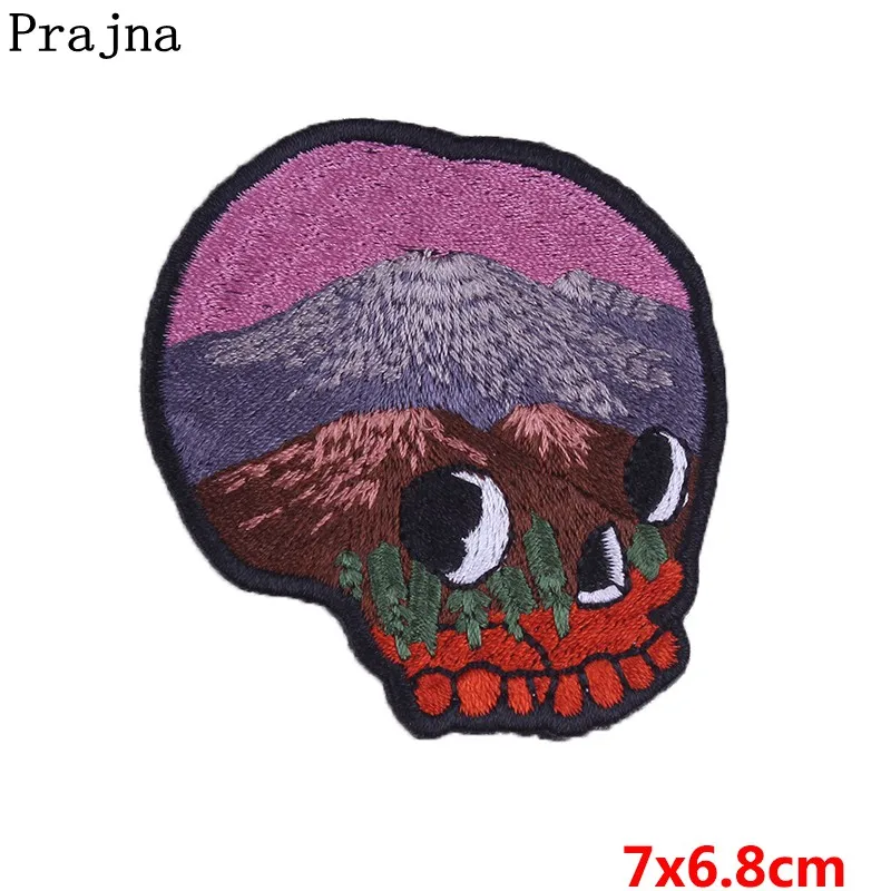 Коричневый Prajna НЛО Роза нож череп Патчи DIY или Die Летний стиль вышивка патч наклейки на одежду украшения аппликация рок группа - Цвет: Коричневый