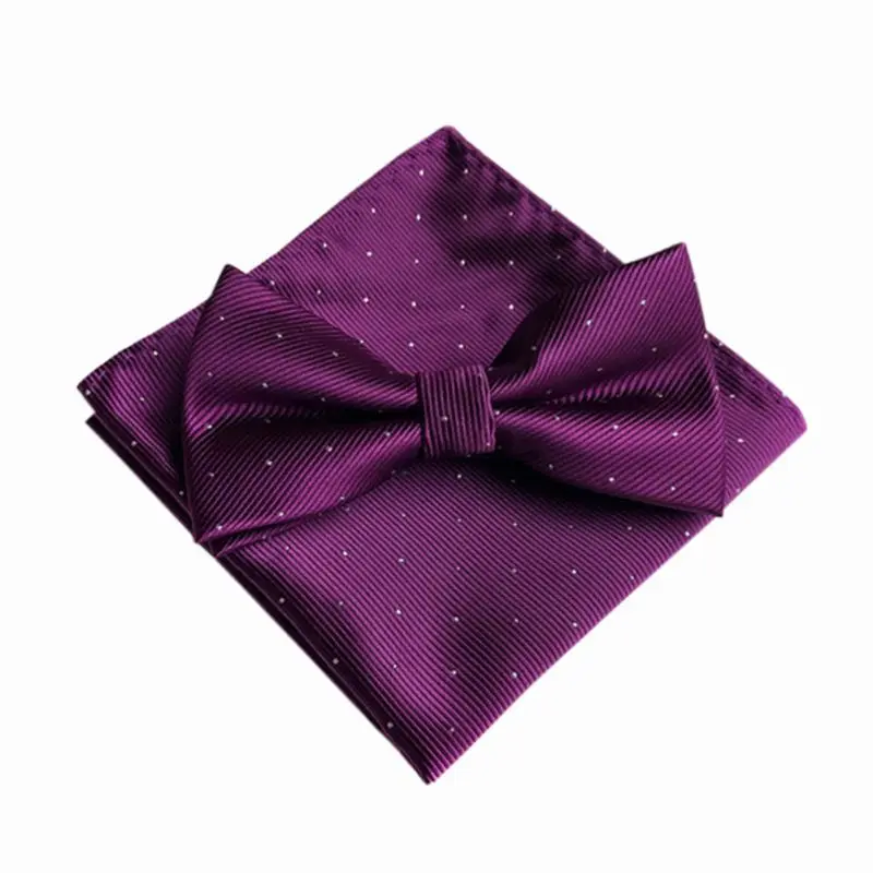 

Men's Fashion Bow Ties Set Groom Gentleman Dots Cravat And Pocket Towel Handkerchief Wedding Party Business Ties 7 Colors