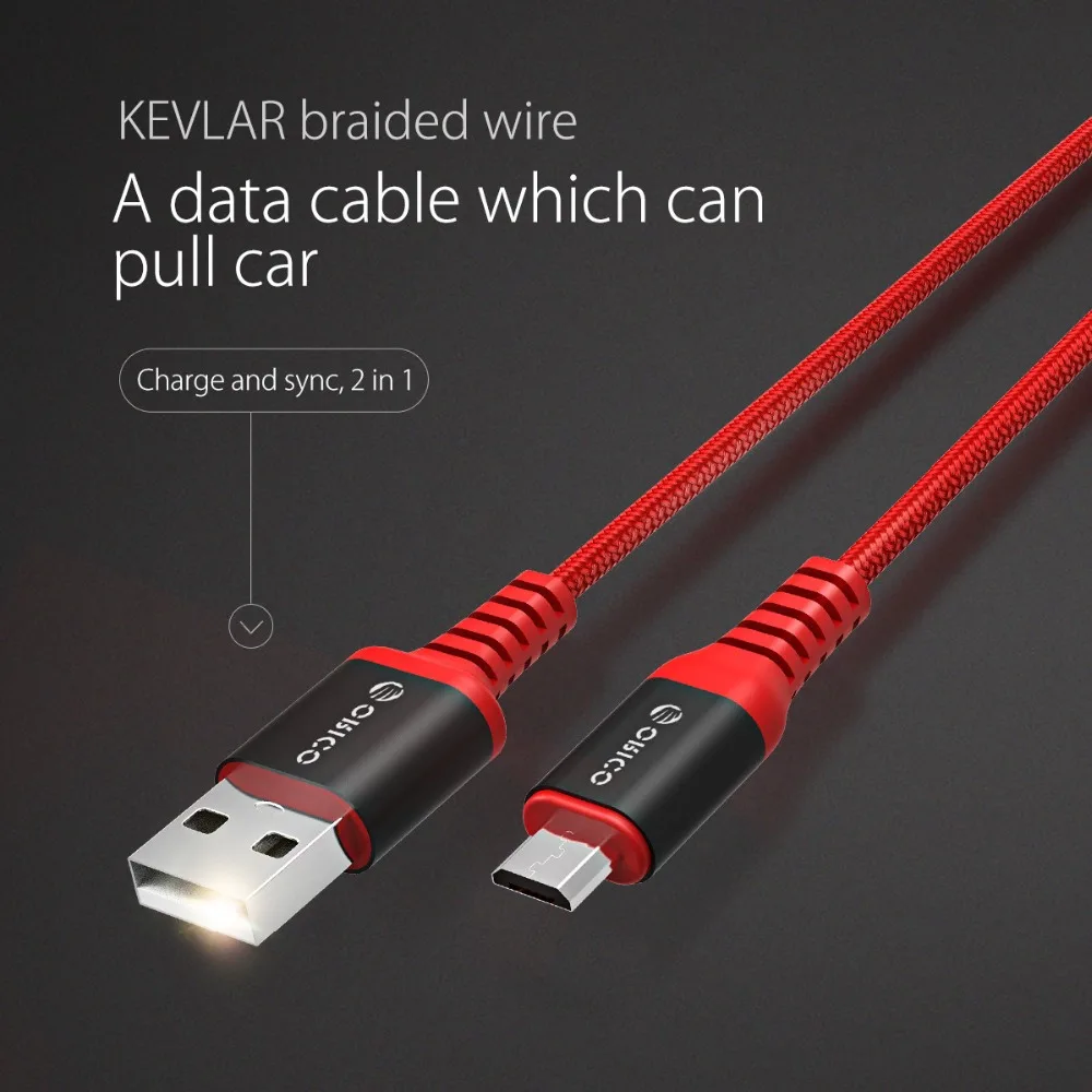 ORICO нейлоновый Micro USB кабель 1 м 3 фута 2,4 А Быстрая Зарядка Синхронизация данных USB кабель для samsung Xiaomi Android смартфон планшет зарядное устройство