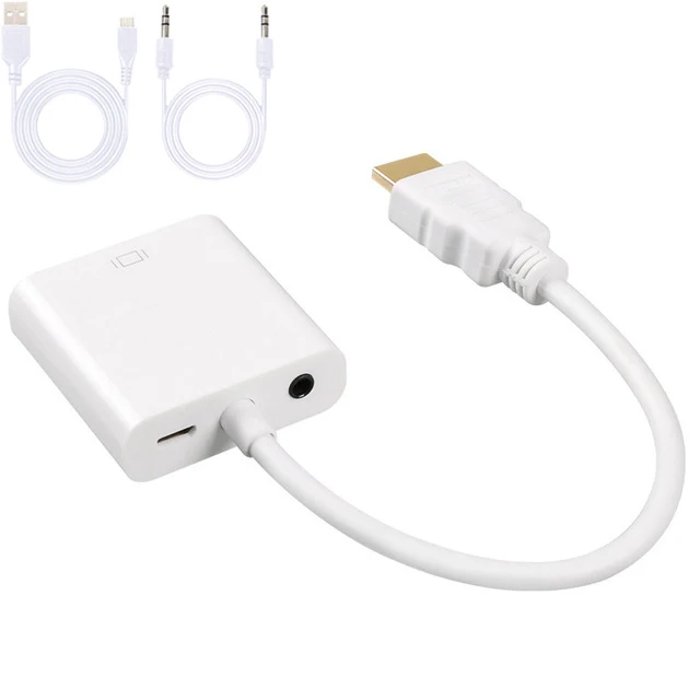 Amkle HDMI VGA адаптер HDMI Мужской к VGA Женский видео конвертер 1080P цифро-аналоговый аудио для ПК ноутбук планшет проектор - Цвет: audio power supply