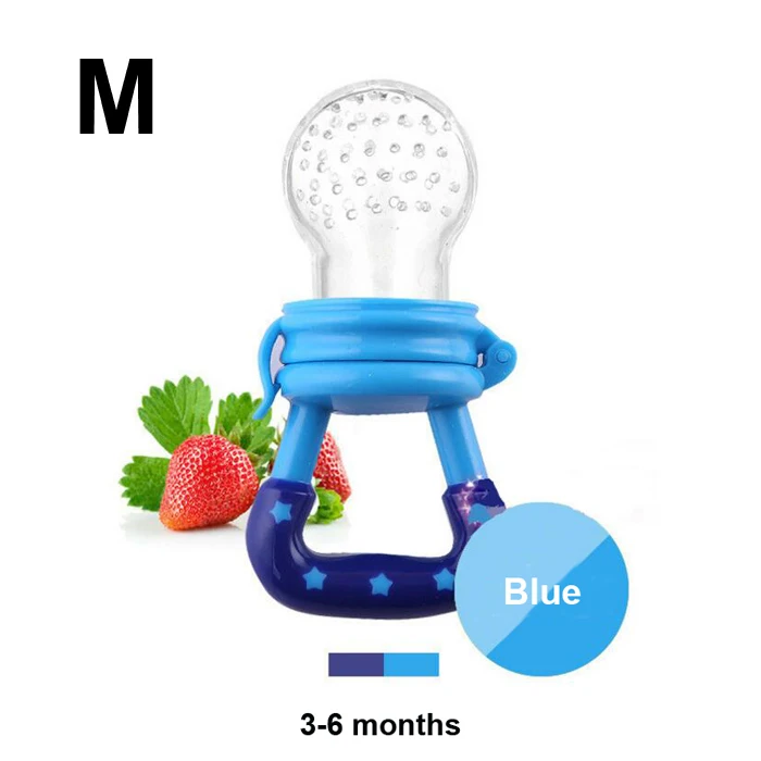 1pc Blue M 1 шт. детская Силиконовая пустышка свежий Еда приспособление с сеточкой для кормления детей Feeder дети ниппельная кормушка смешные, которые кусают сосок, Прорезыватель для зубов, удобные дозаторы Chupeta(не содержит бис-фенол а - Цвет: 1pc Blue M