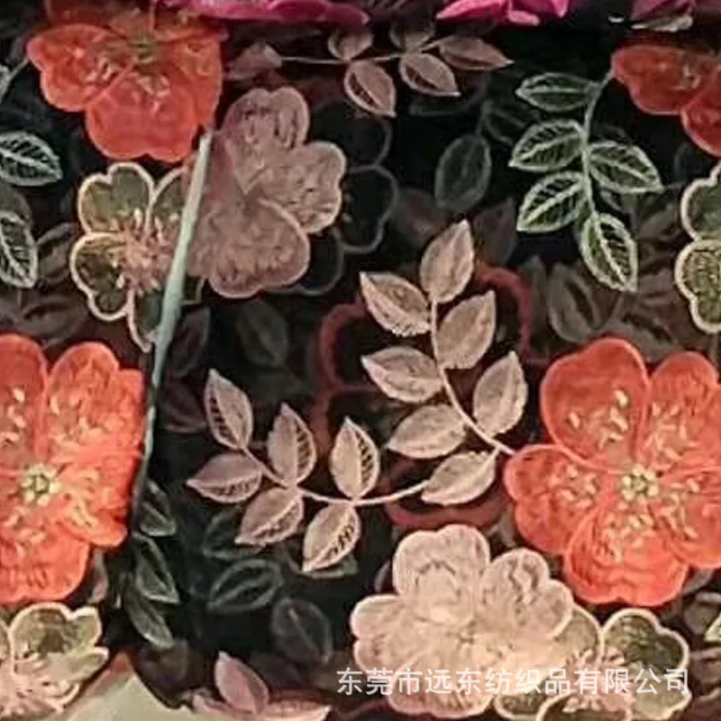 Sequined fabric perforated flower embroidery beads mesh double color disc with lace hollow three-dimensional | Дом и сад