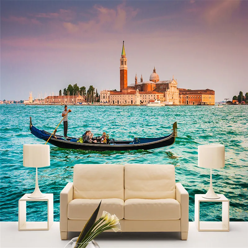 

Custom Photo Murals 3D Nature Painting Wallpapers Landscape Walls Papers with River City Pictures for Living Room TV Home Decor