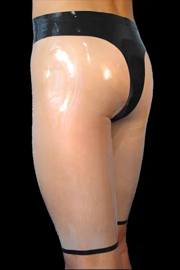 Латексные мужские горячие брюки латексные резиновые прозрачные с черными