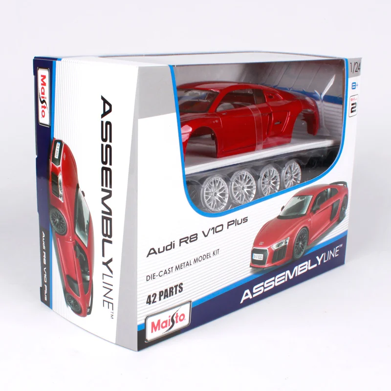 Спортивный автомобиль Maisto 1:24 Audi R8 V10 Plus в сборе самодельная модель игрушечный