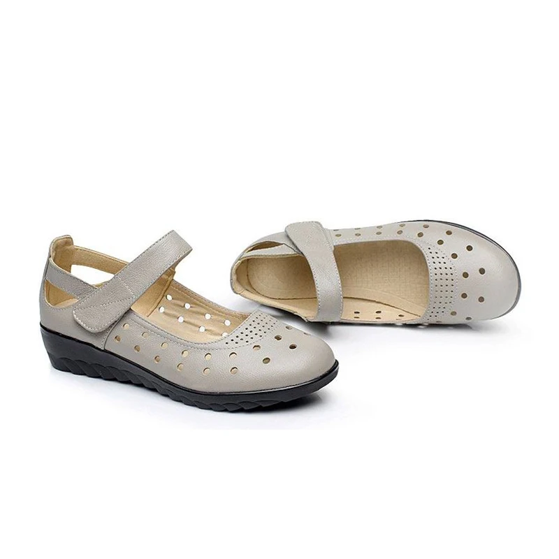 Женские босоножки из натуральной кожи на танкетке | Обувь