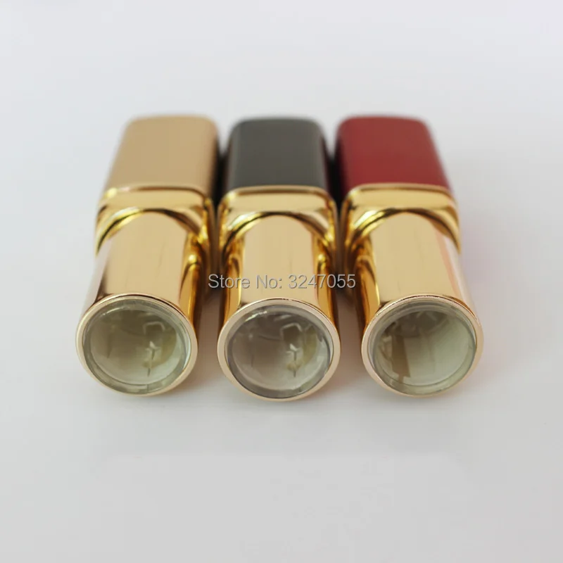 

12.1mm Black Aluminum Cosmetic Lipstick Tube, Matte Red Metal Professional Lip Balm Bottle, Frosted Gold Aluminum Lip Rouge Tube