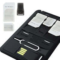 5 in 1 universal mini sim card adapter storage case kits for nano micro sim card memory card holder reader case cover connector