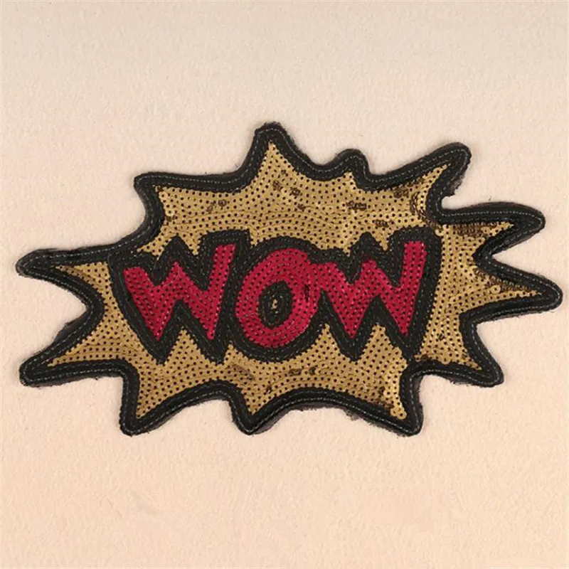 Модные большие буквы патч WOW! Suquins Сделай Сам Женская Вышивка утюжок на заплатках