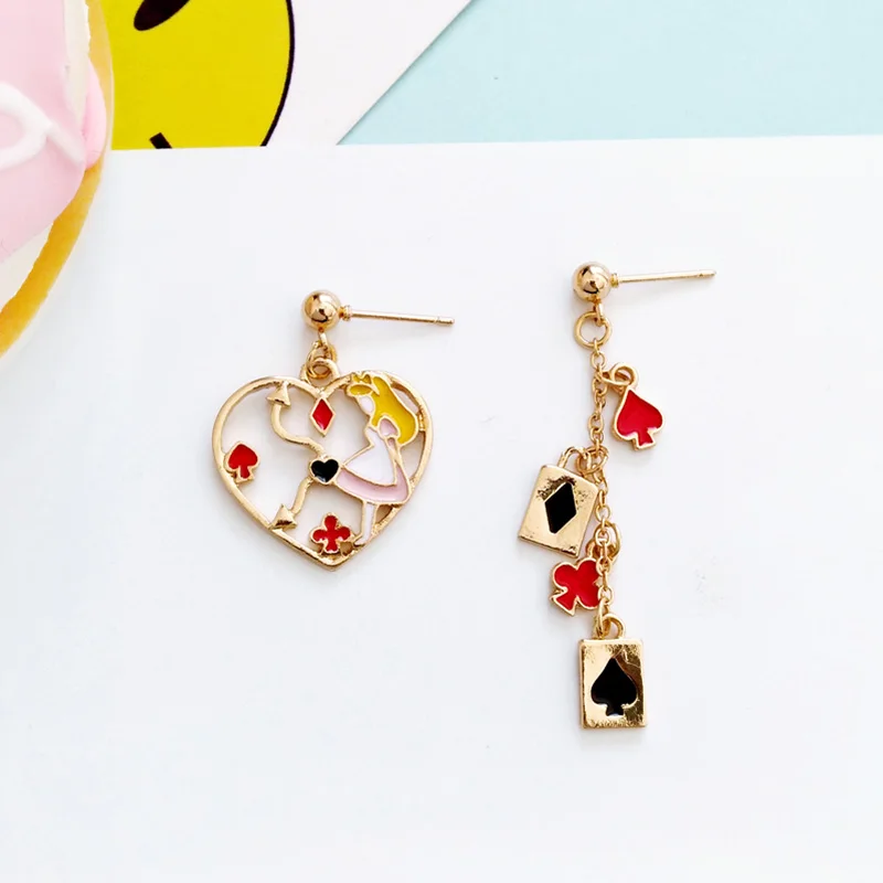 Free shipping Fashion jewelry Wholesale gift Cartoon beautiful girl Alice little rabbit love asymmetric earring. | Украшения и