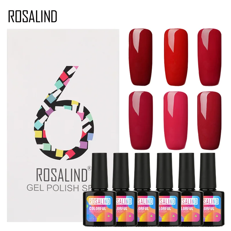 (6 шт./партия) ROSALIND 10 мл гель набор для маникюра Лак ногтей Набор Полупостоянный
