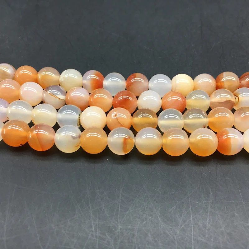 Натуральные гладкие оранжево красные сердолические круглые бусины россыпью